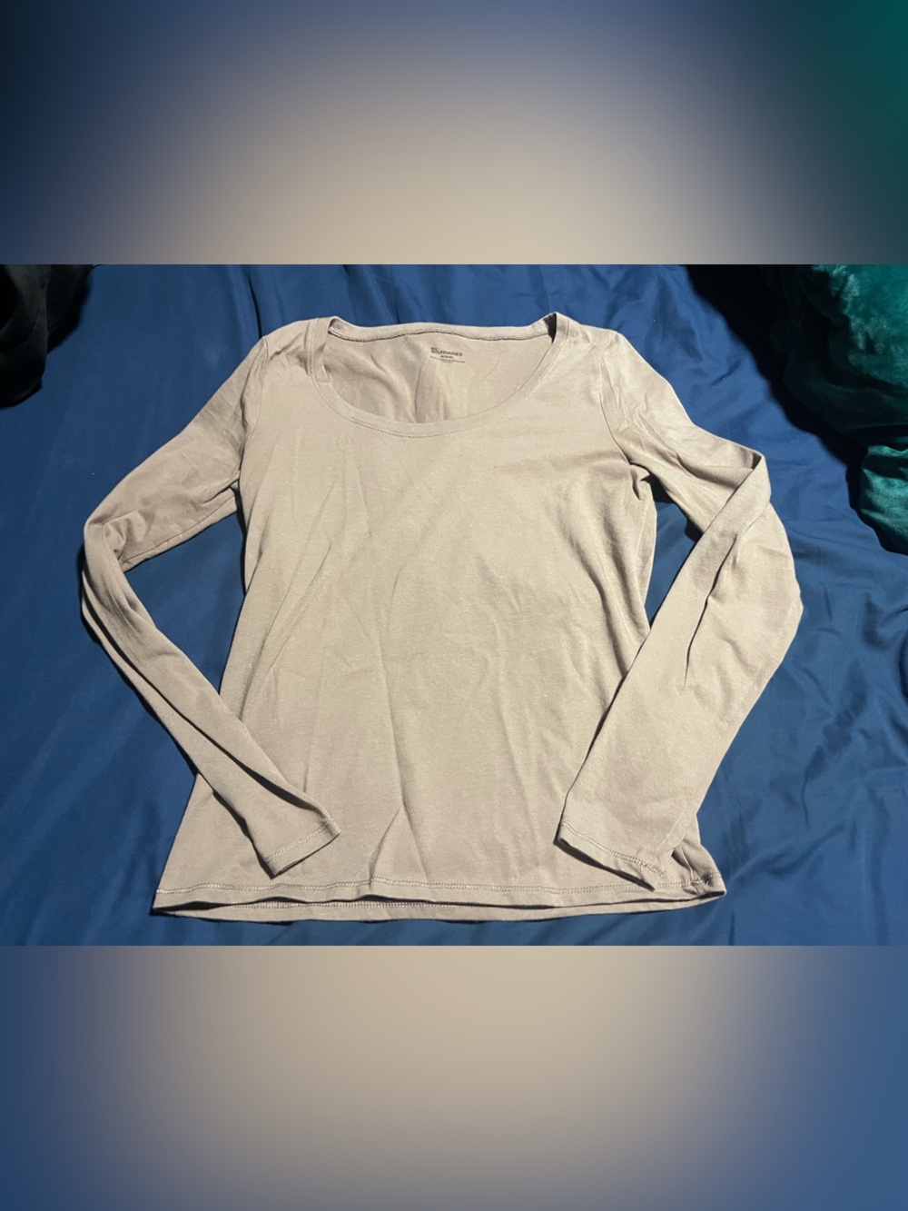 Light Brown Long-Sleeve Scoop Neck Women's Top